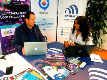 Reunión entre la Cámara de Comercio y Negocios LGBT de Ecuador Diane Rodríguez y la Camara de Comerciantes LGBT de Colombia Bogotá